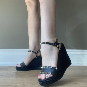 Valentino Rockstud Wedge Platform Sandals